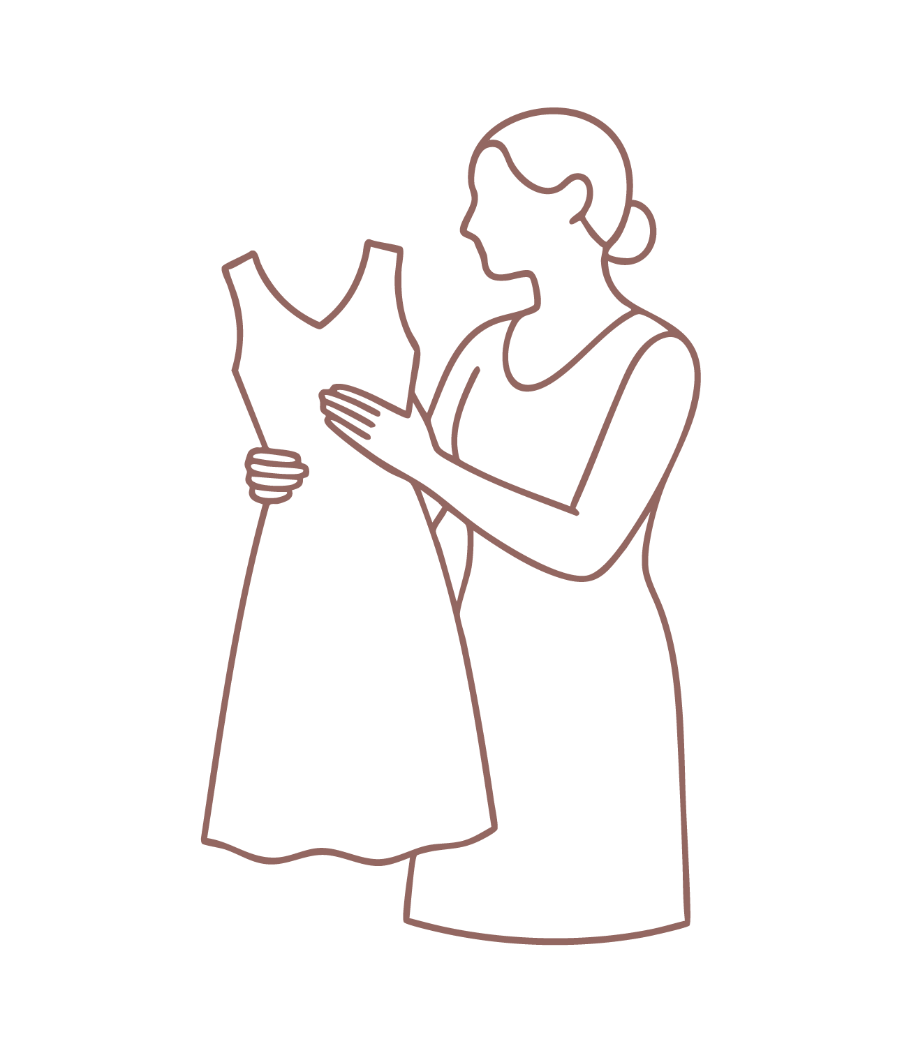 Femme observant une robe, symbolisant l’harmonie, l’esthétique et l’équilibre intérieur — Bloom50